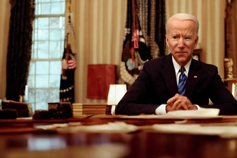 Prompt: film still frame of biden in requiem-for-a-dream, high quality