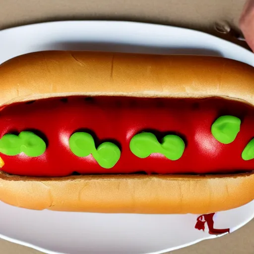 Image similar to a hotdog with human legs