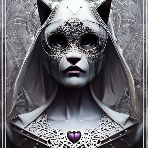 Prompt: actionism, soft painting curiosities carnival, beautiful cat in full gothic armor, symmetry accurate features, focus, very intricate ultrafine details, black white purple volumetric clouds, award winning masterpiece, octane render 8 k hd, tom bagshaw artstyle