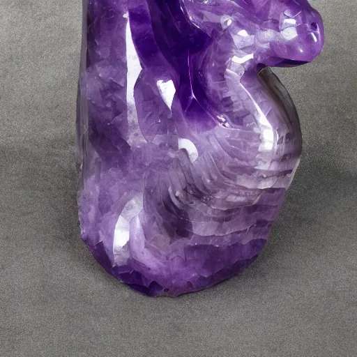 Prompt: detail amethyst sculpture of a dragon