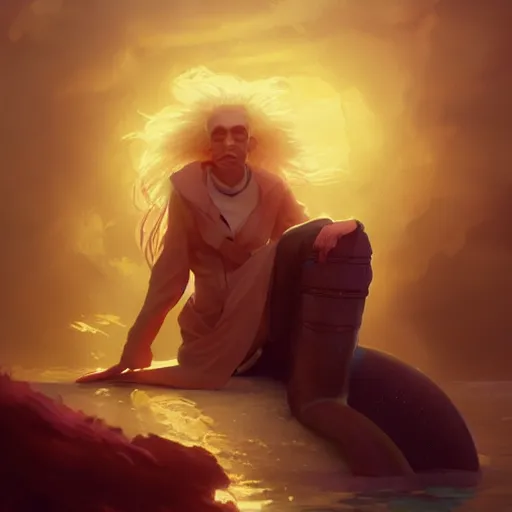 Image similar to portrait of doc brown sitting on arielle the mermaid, disney animation, sharp, illustration, sharp, fanart, anime key art by greg rutkowski, bloom, dramatic lighting sharp focus, cinematic, artbook, smooth, centered