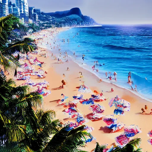 Prompt: praia de ipanema arrastao, photorealistic, 8 k