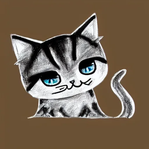Prompt: simple drawing of a cute chibi cat