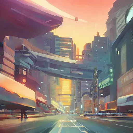 Prompt: science fiction city, art gta 5 comics, official fanart behance hd artstation by jesper ejsing, by rhads, makoto shinkai and lois van baarle, ilya kuvshinov, ossdraws