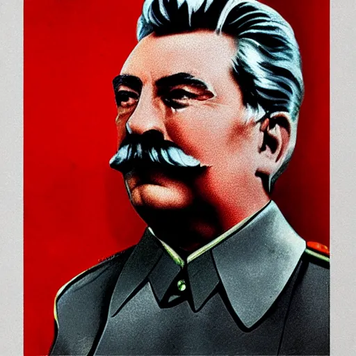 Image similar to poster, stalin at mcdonald's art in color, art in 4 k