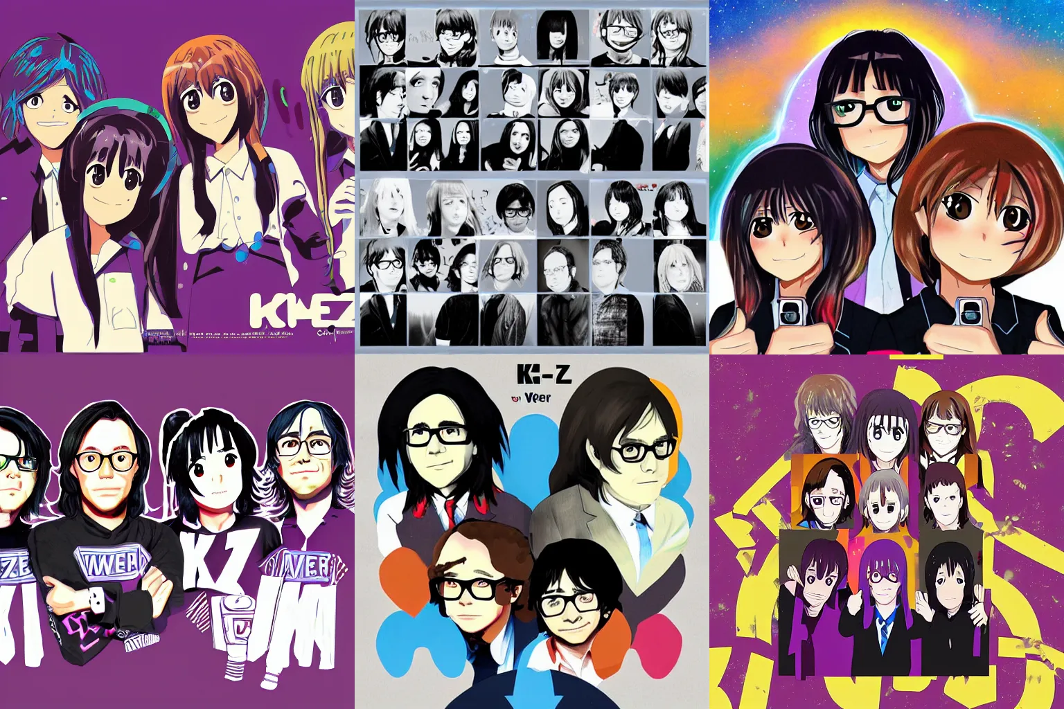 Prompt: k-on! weezer crossover, digital art, album art