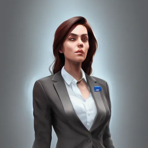 Image similar to a woman wearing a business suit, highly detailed, digital painting, artstation, concept art, smooth, sharp focus, illustration