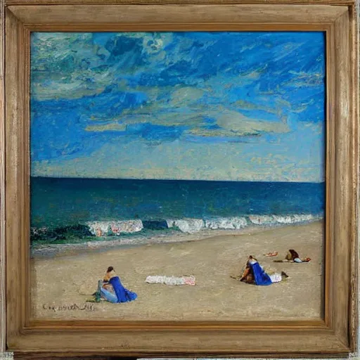 Image similar to oil paint impasto reliefs, italian beach scene, an artwork by charles w. bartlett and jackson pollack and colin campbell cooper