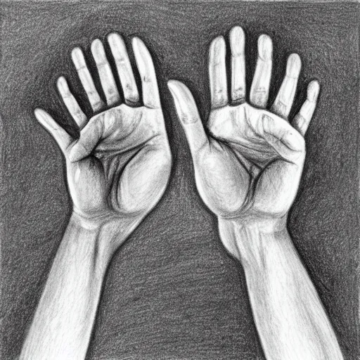 Prompt: detailed illustration of a human hand, pencil on paper