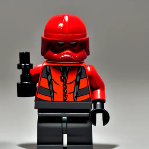 Prompt: red stormtrooper lego figure