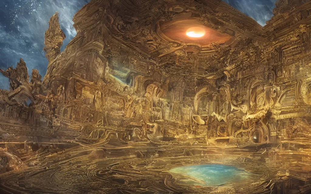 Image similar to palace of the god minds, future perfect, award winning digital art extremely detailed