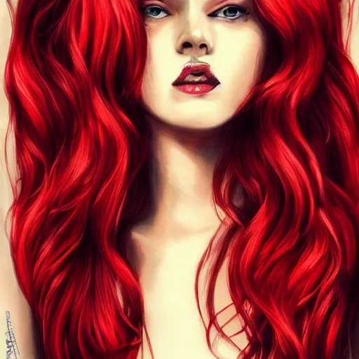 Image similar to Portrait of a beautíful young lady with red hair, sharp, detailed, award winning, arstation, pinterest