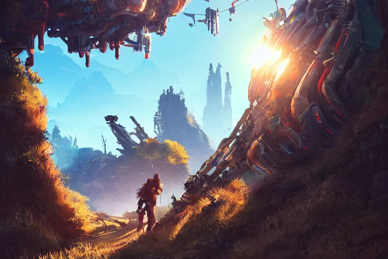 Image similar to burrower machine mecanical creature robot of horizon forbidden west horizon zero dawn radiating a glowing aura global illumination ray tracing hdr fanart arstation by ian pesty and alena aenami artworks in 4 k