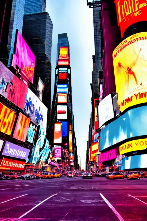Prompt: neon streets of new york timesquare, 4 k, award winning photo