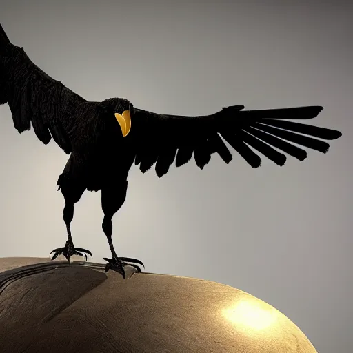 Image similar to a giant crow, photorealistic computer animation, unreal engine