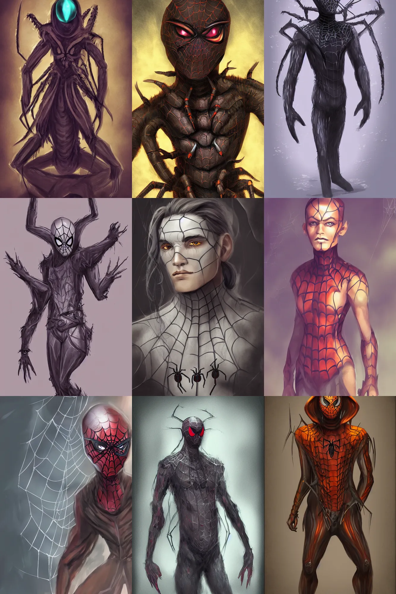 Prompt: human with spider top half, portrait, fantasy character art