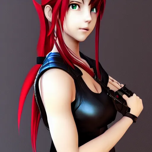 Image similar to aerith gainsborough mixed with tifa lockhart