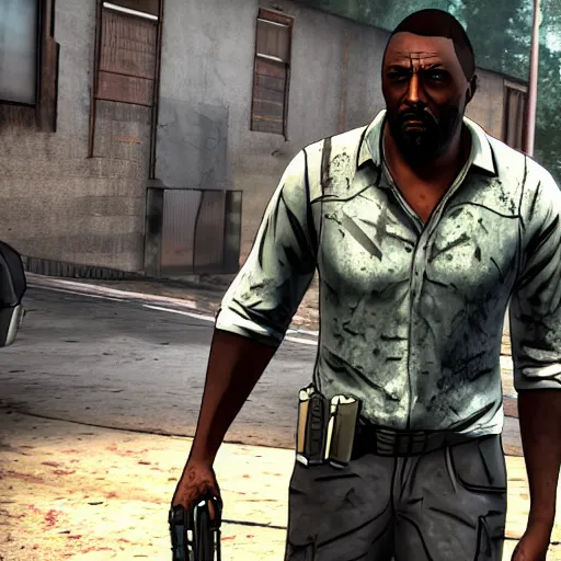 Prompt: Idris Elba as Lee Everett, The Walking Dead, Telltale game, 8k