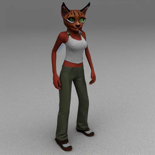 Image similar to 3D model anthro female Lynx Casual