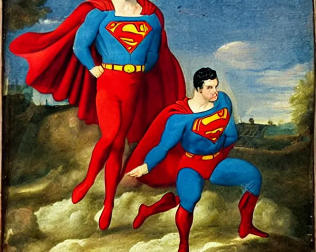 Image similar to a 1 6 0 0 s painting of superman