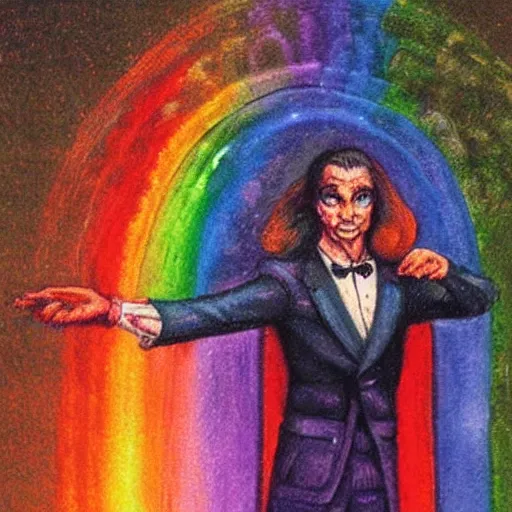 Prompt: a rainbow magician.