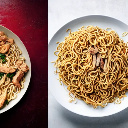 Prompt: noodles of the peter, chicken of the peter, beef of the peter, photorealistic - n 5