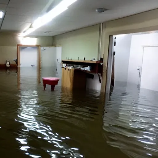 Image similar to the backrooms flooded,