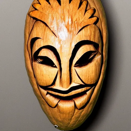 Image similar to gourd carved to look like the face of amber heard