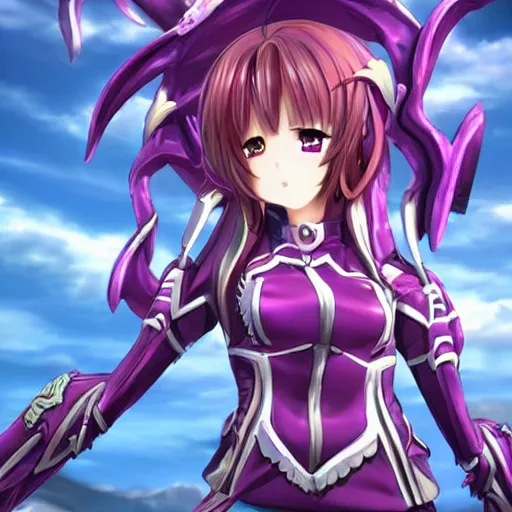 Image similar to full body image of a zerg overlord as high ranked anime girl general, high details, high resolution