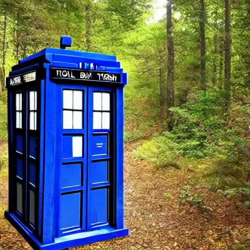 Prompt: trail cam footage of the TARDIS