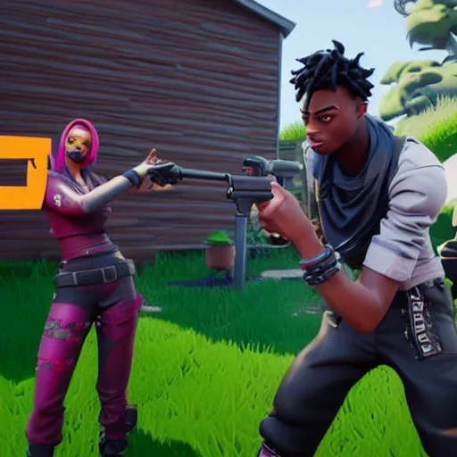 Image similar to playboi carti in fortnite 4 k detailed super realistic