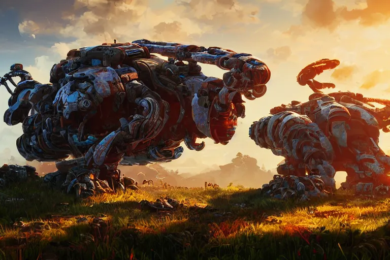 Image similar to shellsnapper machine mecanical creature robot of horizon forbidden west horizon zero dawn radiating a glowing aura global illumination ray tracing hdr fanart arstation by ian pesty and alena aenami artworks in 4 k