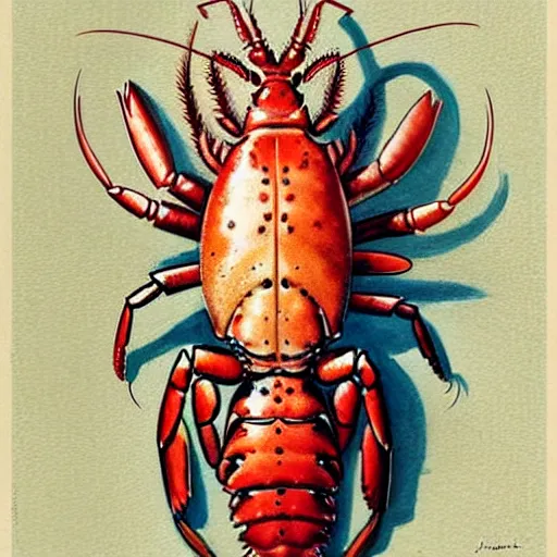 Prompt: 1950s lobster . muted colors.))))) by Jean-Baptiste Monge