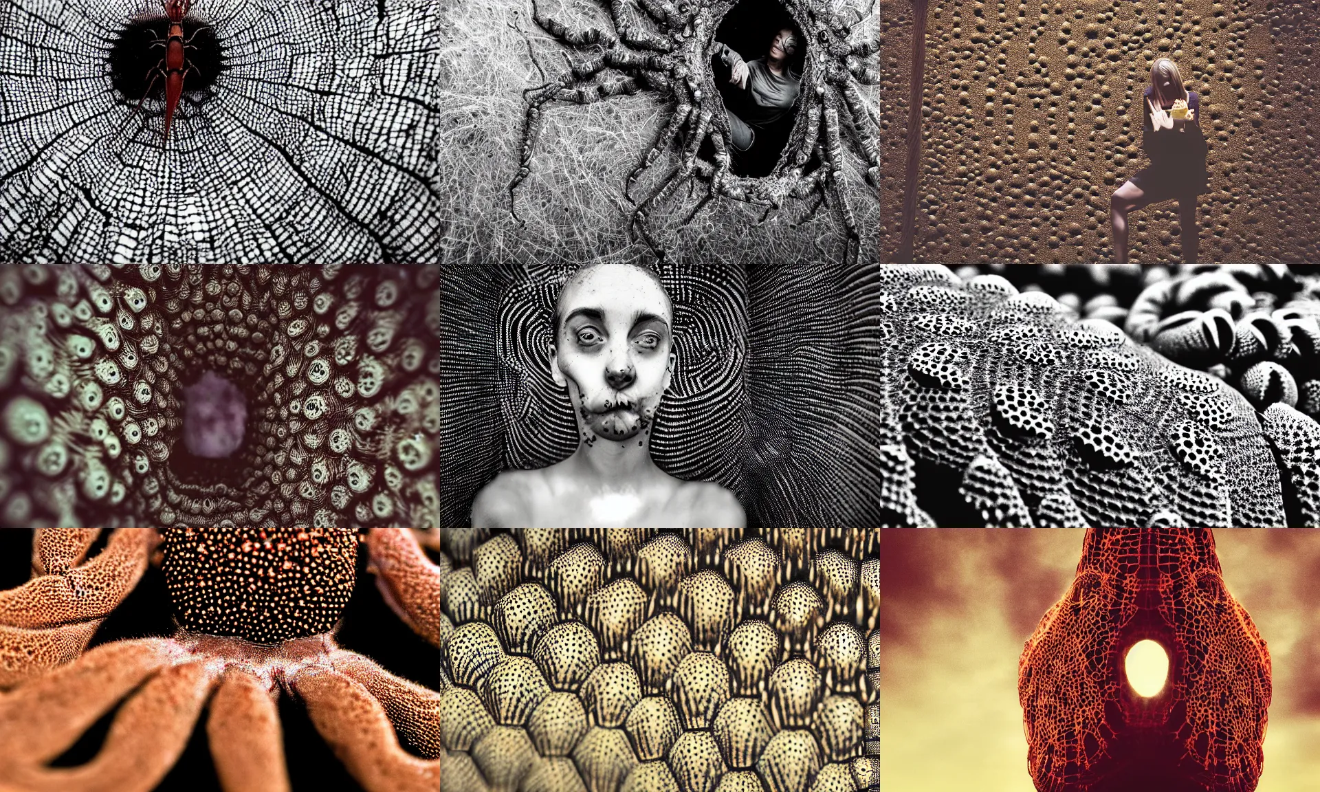 Prompt: arachnophobia, trypophobia, photo, cinematic