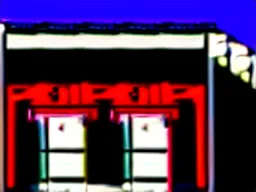 Image similar to Pixel art of a rural gas station at dusk, in the style of 1981 Video Games, 4bit, CGA, 16 colors