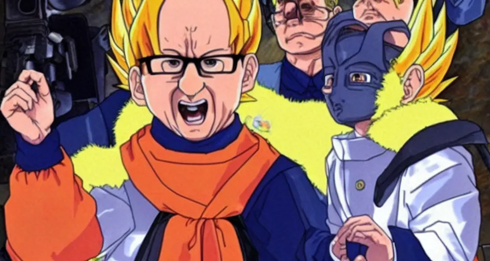 Image similar to François hollande is a super saiyan, by Gainax Co,