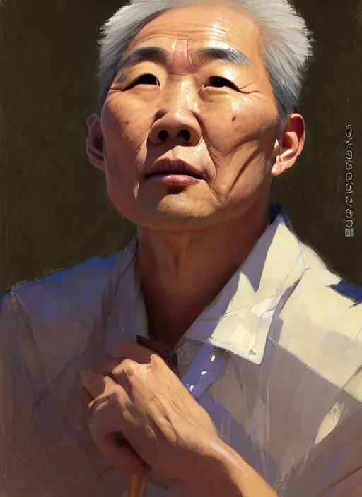 Prompt: portrait of Chin Li from League of Legends practicing, countryside, calm, fantasy character portrait, dynamic pose, above view, sunny day, thunder clouds in the sky, artwork by Jeremy Lipkin and Giuseppe Dangelico Pino and Michael Garmash and Rob Rey and Jean Giraud, very coherent asymmetrical artwork, sharp edges, perfect face, simple form, 100mm