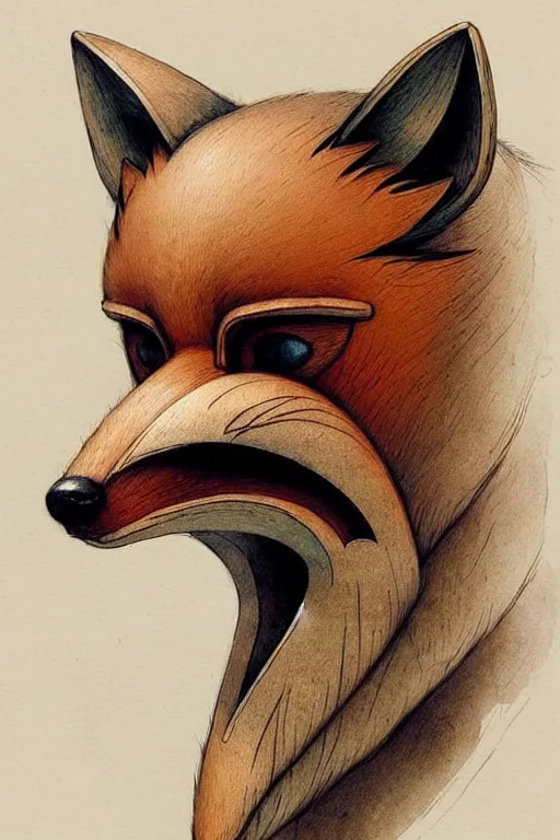 Prompt: ( ( ( ( ( traditional peru stylized wooden fox mask. muted colors. ) ) ) ) ) by jean - baptiste monge!!!!!!!!!!!!!!!!!!!!!!!!!!!