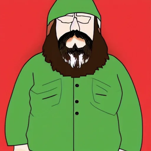 Image similar to the dude from the big lebowski as south park character