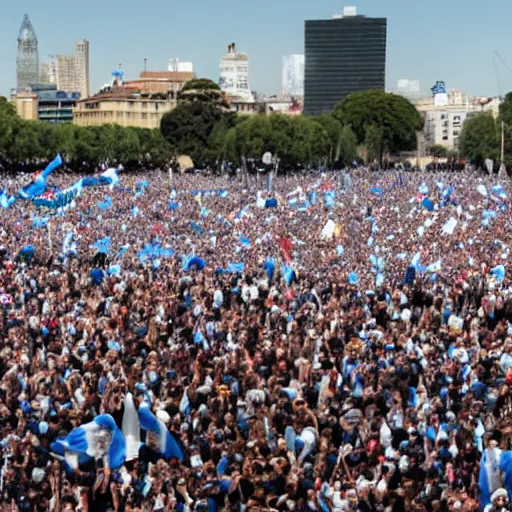 Image similar to Lady Gaga as president, Argentina presidential rally, Argentine flags behind, bokeh, giving a speech, detailed face, Argentina