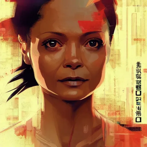 Image similar to thandie newton portrait as manga girl, realistic shaded perfect face, fine details. anime. realistic shaded lighting poster by ilya kuvshinov katsuhiro otomo ghost - in - the - shell, magali villeneuve, artgerm, jeremy lipkin and michael garmash and rob rey