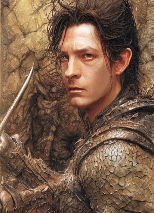 Image similar to a hyperrealistic and detailed paintbrush portrait of a male fantasy character, art by donato giancola and bayard wu and gustav moreau and wayne barlowe, rpg portrait, lotr