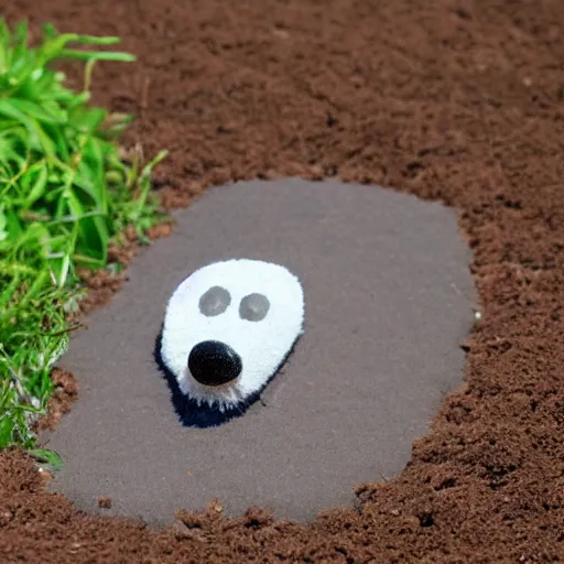 Prompt: a picture of a cartoon mole, popping out of his mole hill