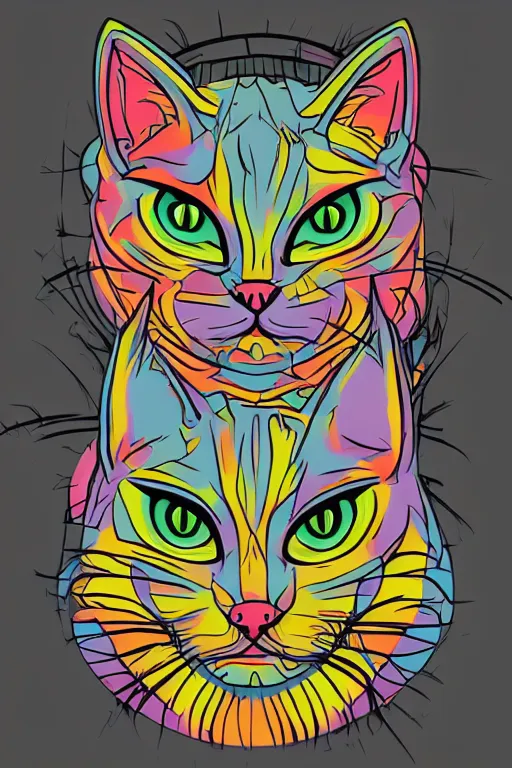 Image similar to demon cat, art by brian miller, sticker, colorful, illustration, highly detailed, simple, smooth and clean vector curves, no jagged lines, vector art, smooth