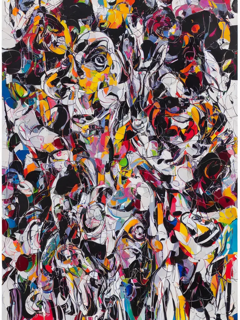 Image similar to abstract figurative expressive line art with random chaotic splashes of colour by george condo in an aesthetically pleasing natural tones,