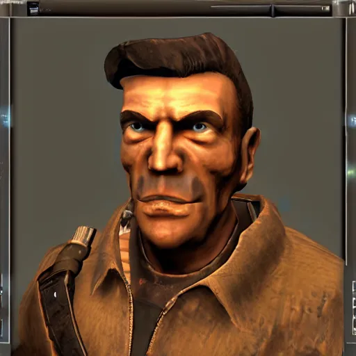 Image similar to fallout 4 character but rendered in n 6 4 graphics.