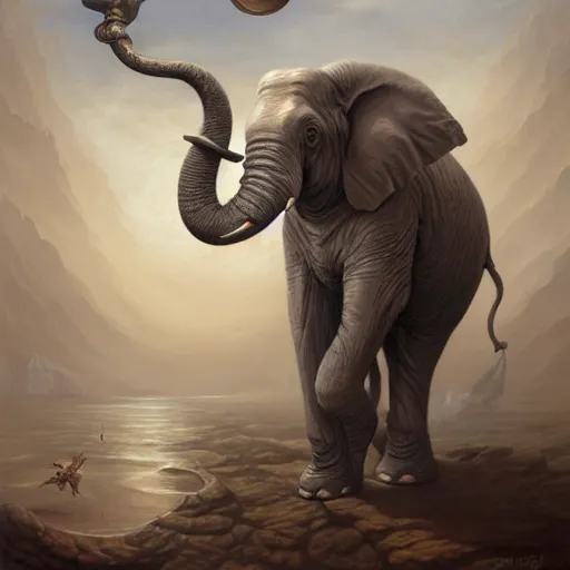 Image similar to fantasy portrait, elephant man, d & d loxodon, wearing loincloth, holding holy symbol, rpg game, main character, detailed, digital painting, artstation, sharp focus, illustration, tomasz alen kopera, peter mohrbacher, donato giancola, joseph christian leyendecker, wlop, frank frazetta