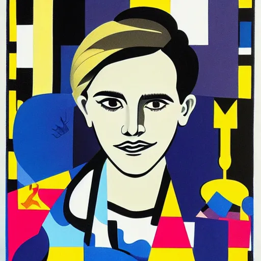 Image similar to a portrait of emma watson in a scenic environment by fernand leger