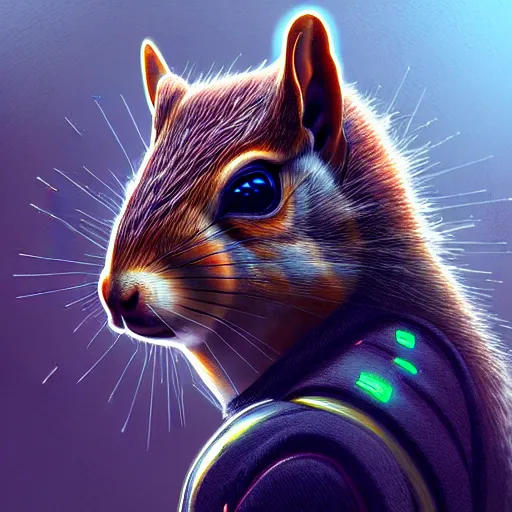 Image similar to cyberpunk squirrel, cyborg, intricate, digital painting, artstation, intricate, concept art, smooth, sharp focus, unreal engine