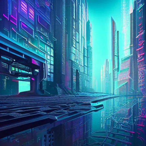 Image similar to matte painting of the sacred geometry of cyberpunk, brilliant colors, extremely detailed, very very detailed, in the style of alena aenami by Alex grey, HD, 4k, 8k